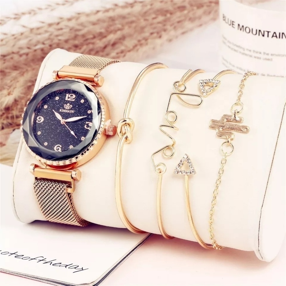 5pc/set women watches starry sky magnet.
